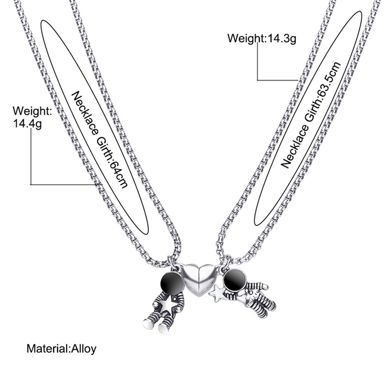 2pcs / Set Kalung Pasangan Dengan Magnet Bentuk Hati