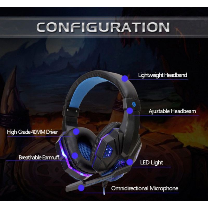 Headset Gaming for Gamers HD stereo Bass