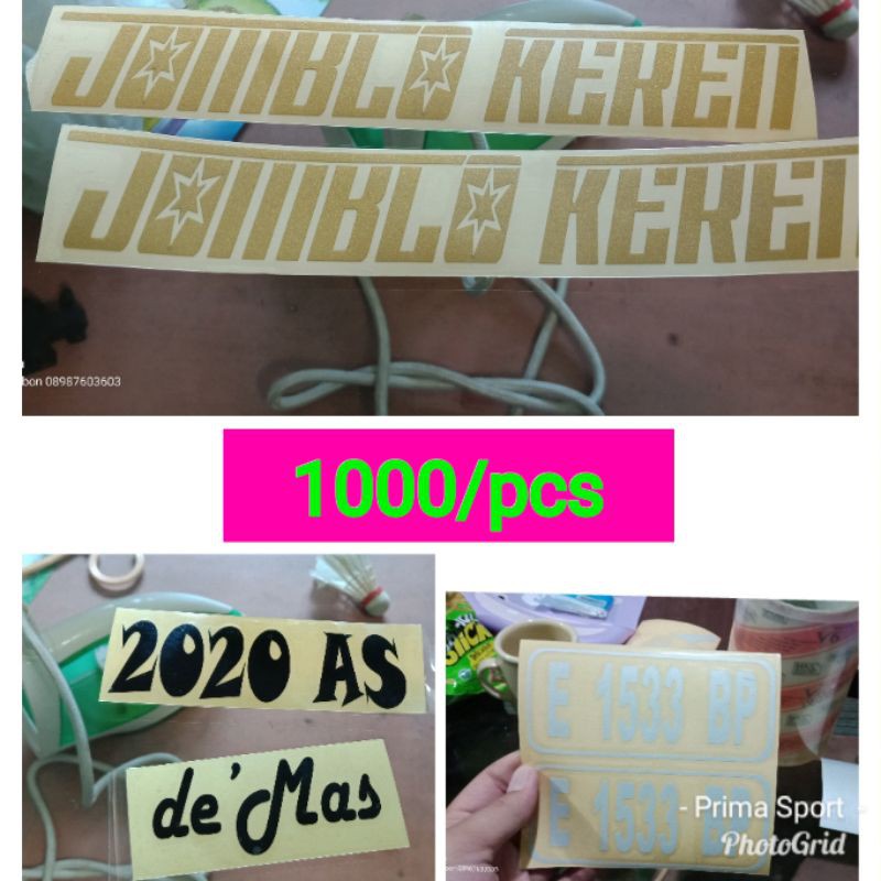 

stiker cutting nama stiker nama sticker timbul stiker anti air stiker custom