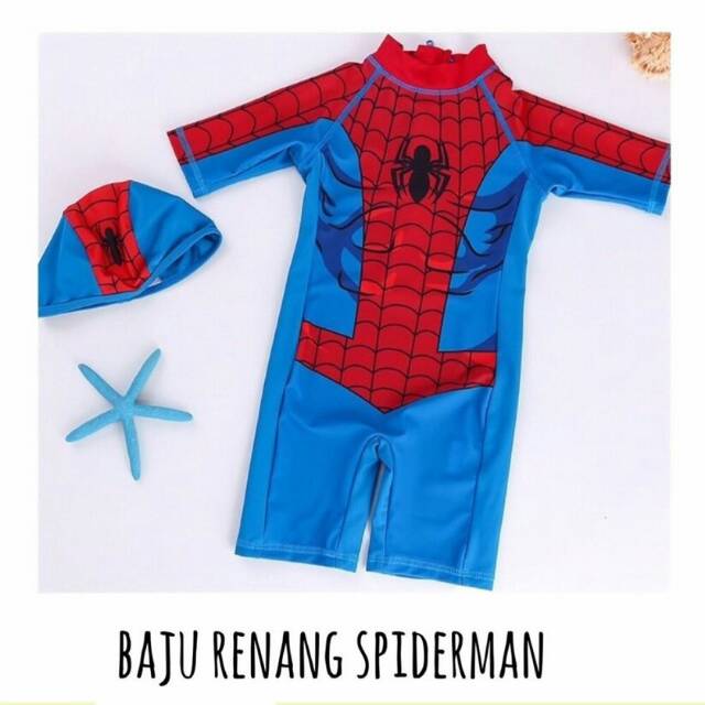 Baju Renang Swimsuit Superhero Spiderman Murah Bagus Impor Bayi Balita Anak Laki-laki Cowok