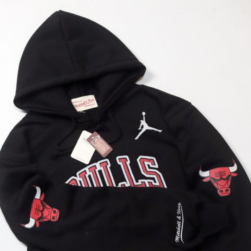 NEW!!! SWEATER HOODIE JORDAN BULLS 23 NBA BORDIR HITAM AUTHENTIC