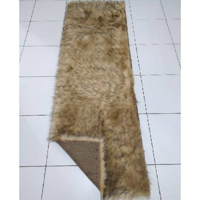 Animal Printing Motif Wolf Coklat Kain Karpet Bulu Korea Panjang Alas Dashboard Cover Sofa Taplak