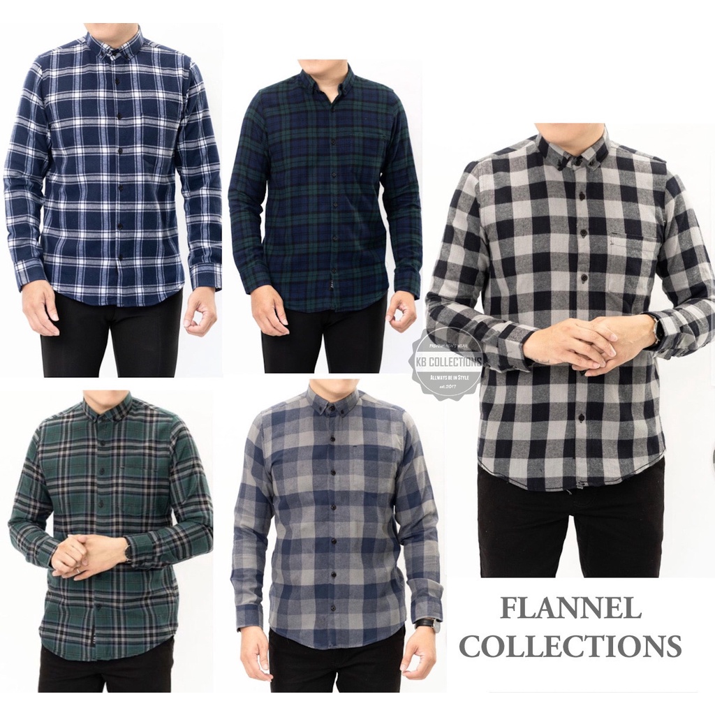 Kemeja Flanel Lengan Panjang Pria Premium