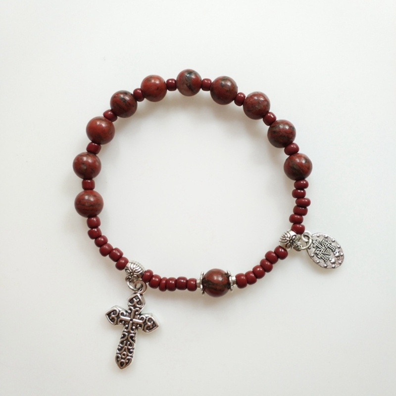 Zzz Gelang Rosario Katolik / Baptisan Manik Kaca Mini Warna Merah