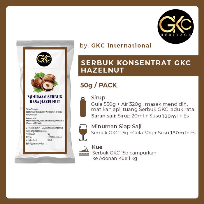 

Bubuk Sirup GKC "Rasa Hazelnut" 50g