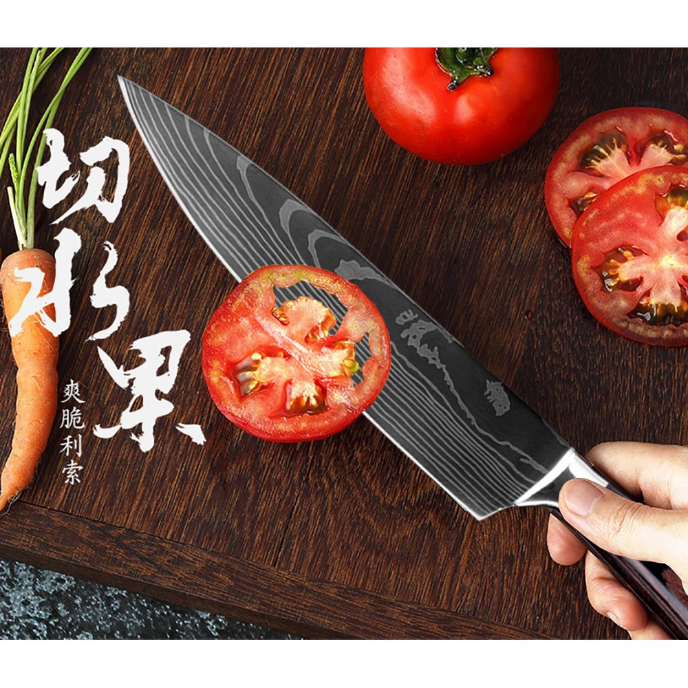 XITUO Pisau Dapur Chef Damascus Pattern - 5 Inch Santoku Knife Premium