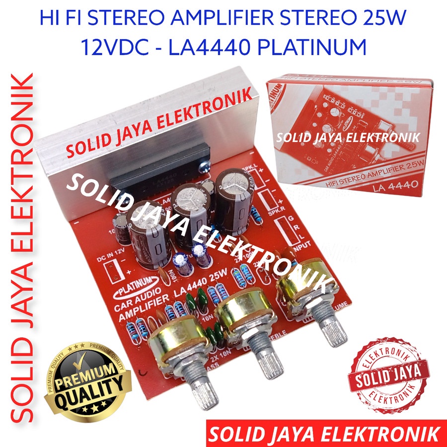 KIT POWER SPEAKER AKTIF 12V DC STEREO AMPIFIER 25W 12 V VOLT PLUS TONE CONTROL 3 POTENSIO CAR AUDIO AMPLI AKI ACCU MINI COMPO HI FI 25 WATT ACTIVE LA4440 PLATINUM ASLI ORIGINAL