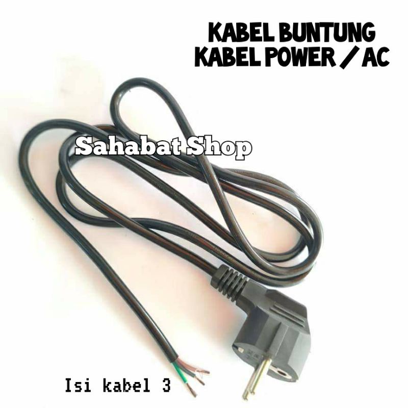 Jual Kabel Power Ac Kabel Buntung Isi Steker Arde Asli Tembaga