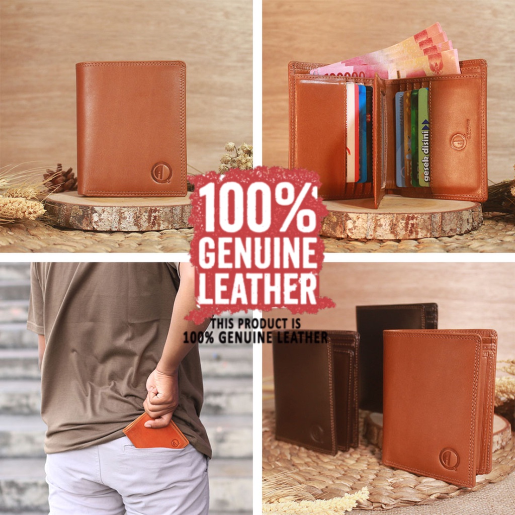 Dompet Pria Kulit Sapi Asli Original 100% Berkualitas Premium Genuine Leather Waterproof Anti Air Ta