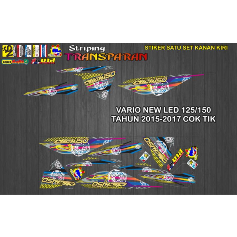 stiker transparan list body motor Vario 125/150 keluaran tahun 2015-2017 Cok tik