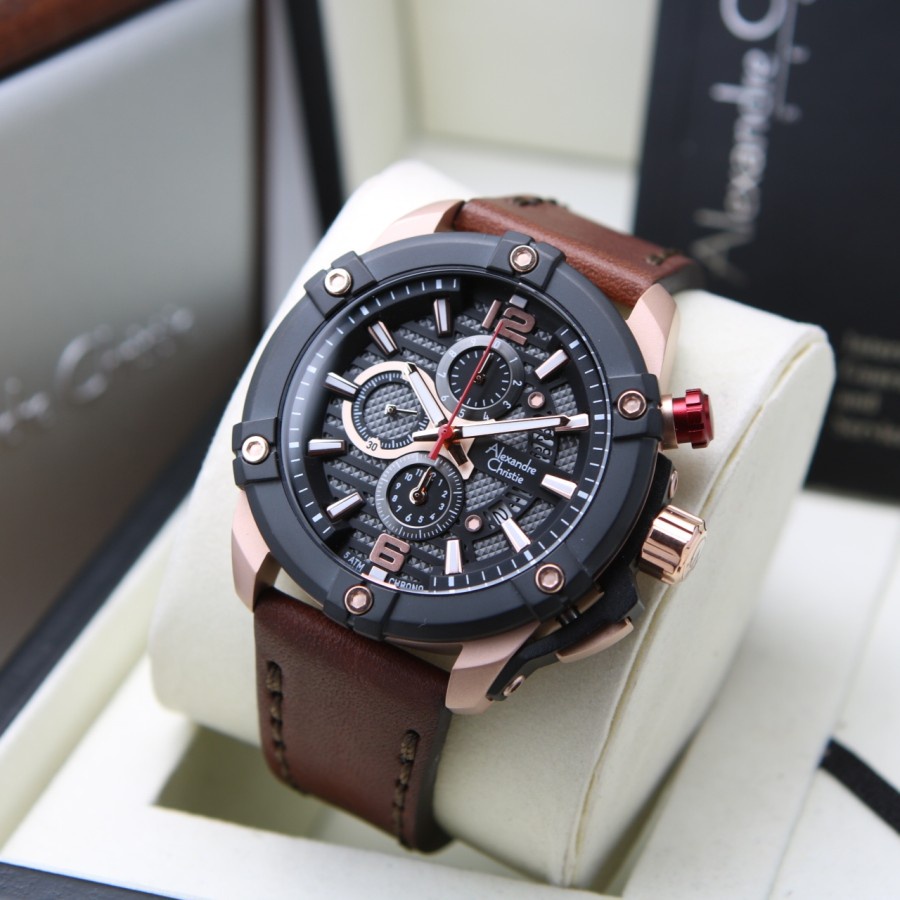 [Free Baterai] JAM TANGAN PRIA ALEXANDRE CHRISTIE AC 6613 LEATHER ORIGINAL GARANSI RESMI 1 TAHUN