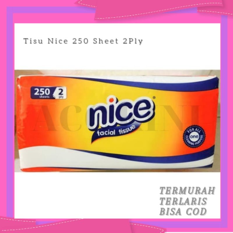 Acckini - Tissue Nice Tisu 250 Sheet Tisue Wajah Tisue Kamar Mandi Tisue Facial Soft 2ply Termurah-1