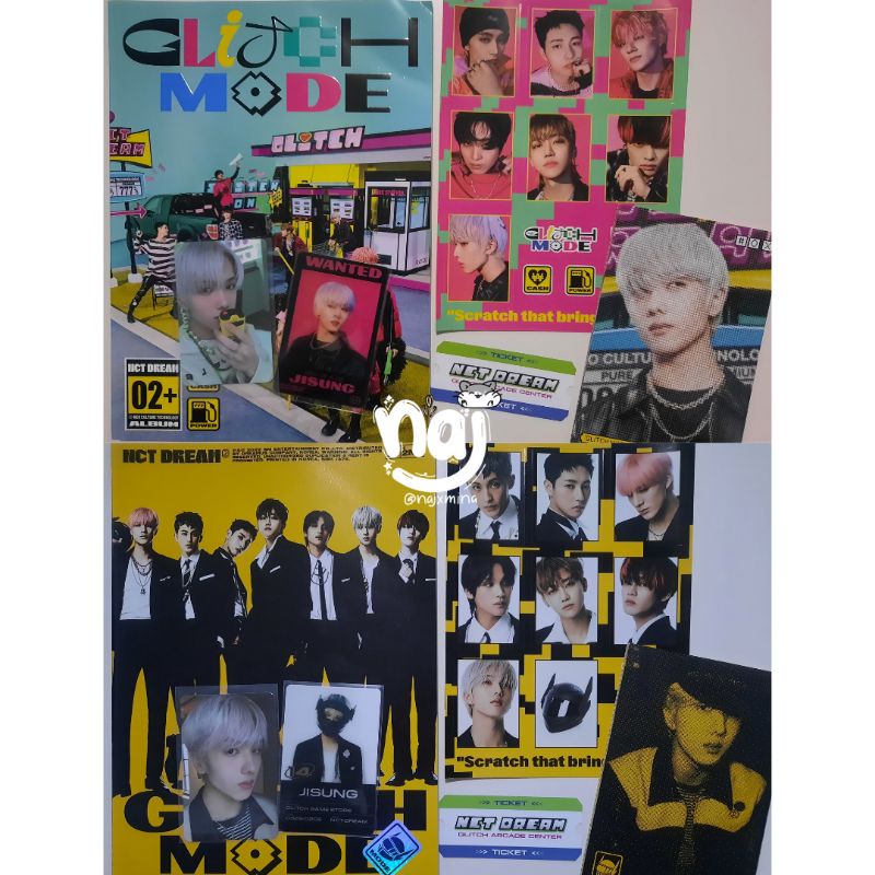 ready stock album glitch mode scratch unsealed pc photocard jisung set lenti ht