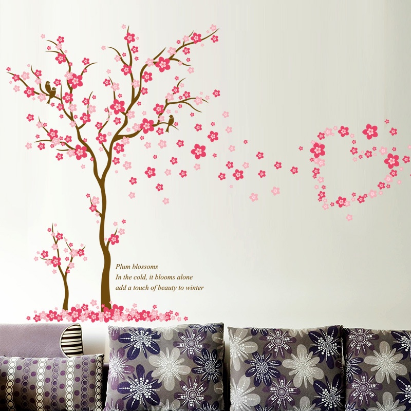 Reliza Wall Sticker Pohon Sakura Pink Tree Love Stiker Dinding LDR99256