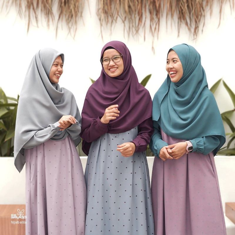 Gamis Poti Dotly hijab alila polkadot dress pastel