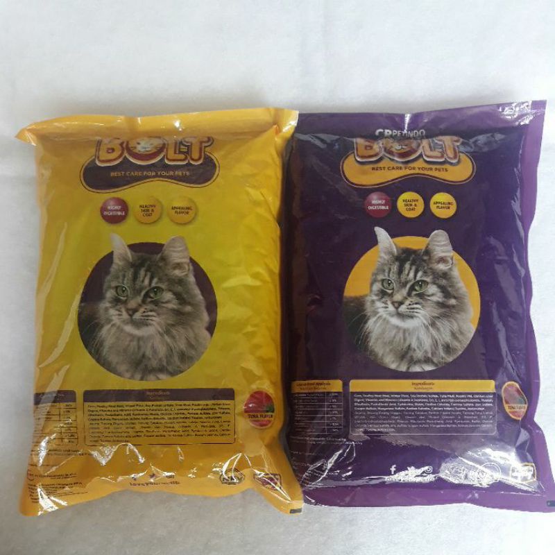 Makanan Kucing BOLT tuna cat food bentuk Ring/Donat&amp; ikan,Salmon Kibble Bulat,freshpacking 1kg