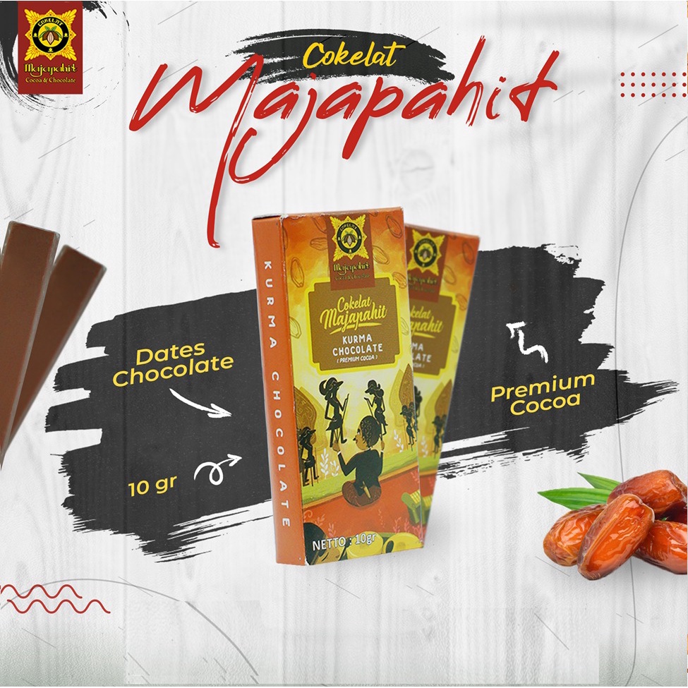 

Cokelat Batang/Cokelat Batangan/Coklat Batangan/Cokelat Murni Sehat/Cokelat Majapahit 10 gr Kurma/Dates