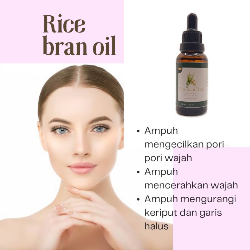 Rice Bran oil (minyak bekatul)/face oil serum/mengecilkan pori-pori/mencerahkan/menghaluskan/anti aging