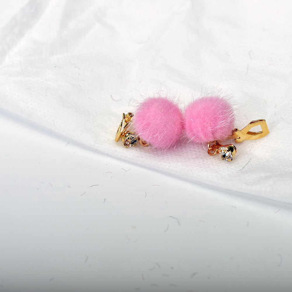 Anting Klip Tanpa Tindik Bentuk Bola Geometris Warna Pink Putih Untuk Wanita