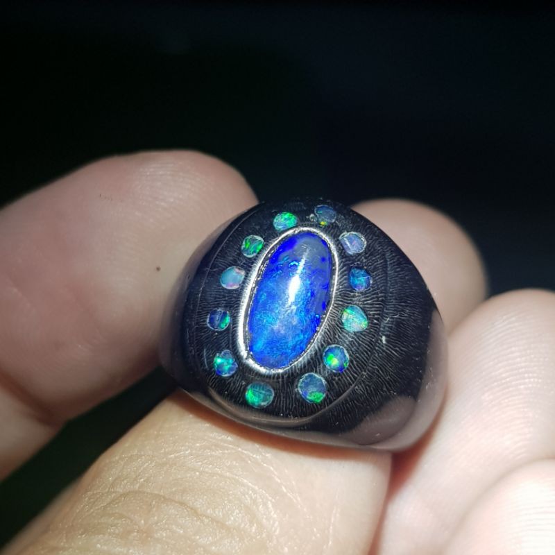 Batu Kalimaya Banten Susu Biru Mata Hias Ikat Tanduk Kerbau Asli Maja KS12