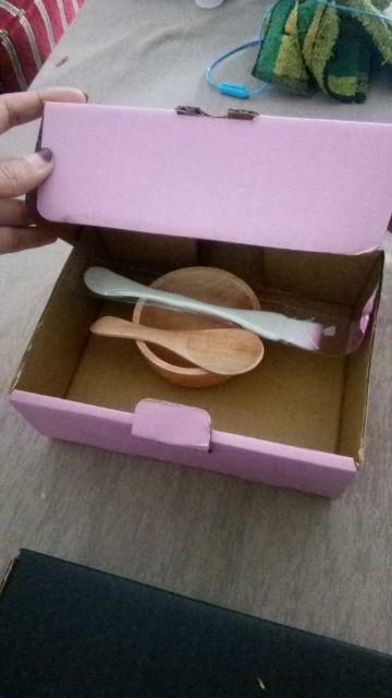 Mangkok Masker Kayu + Sendok Kayu + Spatula Kuas 2in1 With Exclusive Box By Zistuff.id