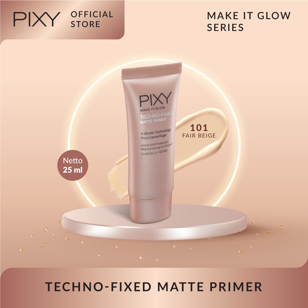 Pixy Techo Fixed Matte Primer 25 ml / Pixy Make It Glow Techno Fixed Matte Primer 101 Fair Beige / Pixy Make It Glow Series