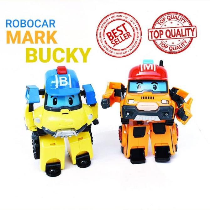 Robocar Poli transformer mainan figure bucky and mark set 2 bh