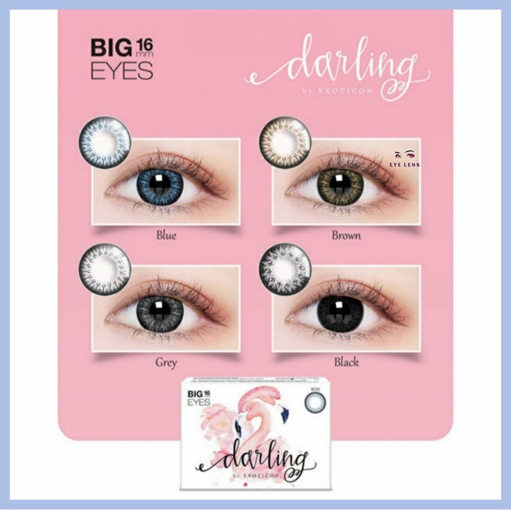 SOFTLENS X2 DARLING MINUS -3.25 sd -6.00 FREE LENSCASE DIA 16MM BIG EYES GREY BROWN BLACK BLUE BY EXOTICON / Softlen Soflen Soflens