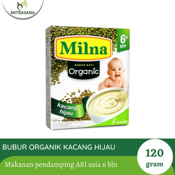 Milna Bubur Organik 6 Bln Kacang Hijau 120gr