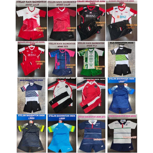 BAJU BADMINTON ANAK/ SETELAN ANAK BULUTANGKIS LINING