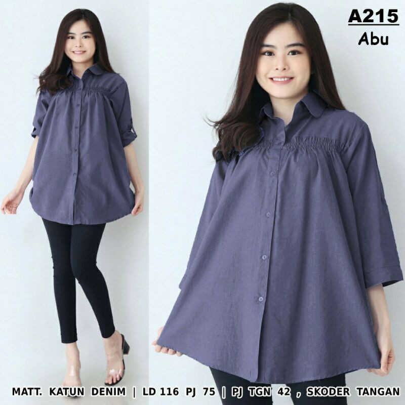 Yohen Kemeja Wanita Jumbo Denim / Atasan Wanita / Big Size-4