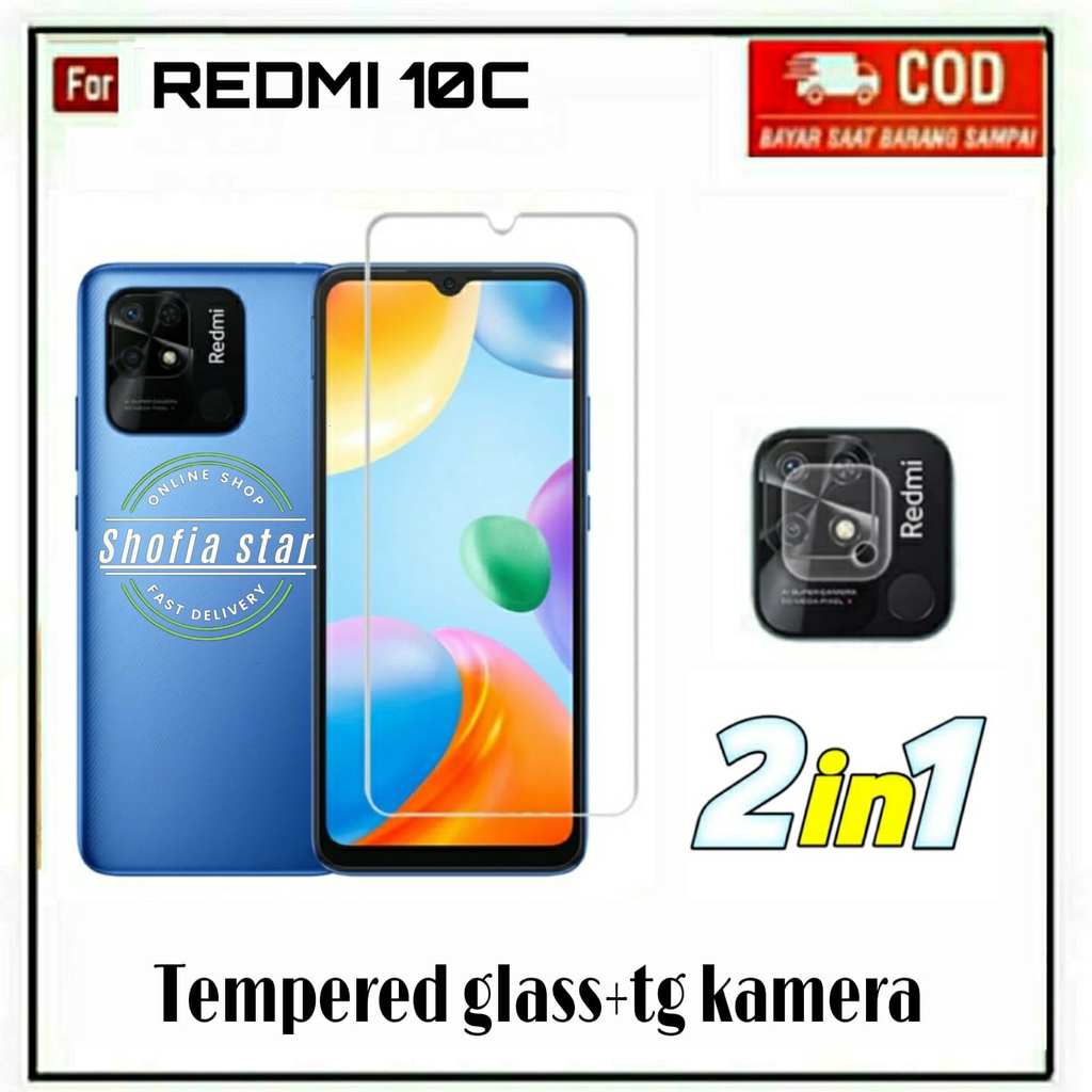 2IN1 TEMPERED GLASS BENING REDMI 10C 10A 9C TG LAYAR ANTIGORES KACA FULL COVER