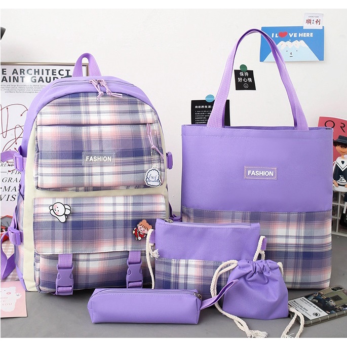 TFT AX200201 92837 B2140 AX837 T23  (1 KG MUAT 2) Tas Ransel Wanita import terbaru 5 in 1 Ready Warna Lilac