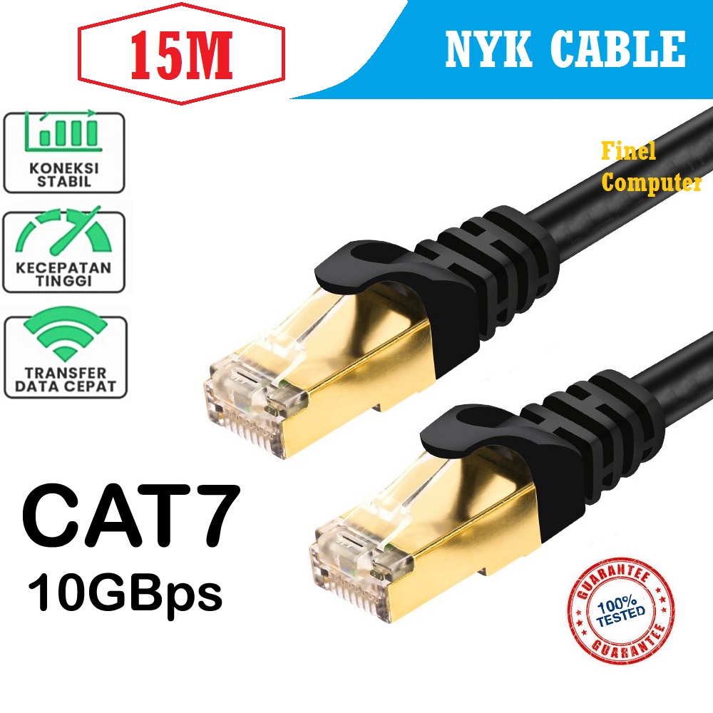 KABEL LAN Cat 7 NYK 15 Meter gold plated original Cable lan cat7 15m