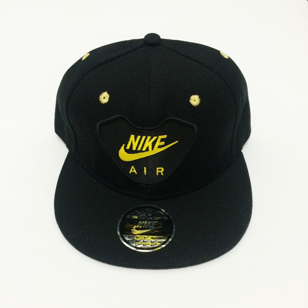 Topi Snapback Nike Air Hitam Bordir Kuning import murah