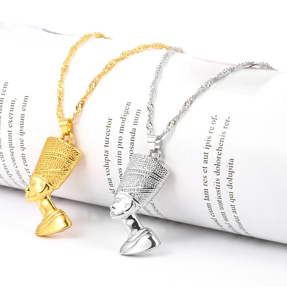 Hu Hu Hu Hu Hu Alat Bantu Pasang Kacamata♡ Kalung Rantai Liontin Firaun Mesir Kuno Bahan Alloy Gaya Hip Hop Untuk Pria