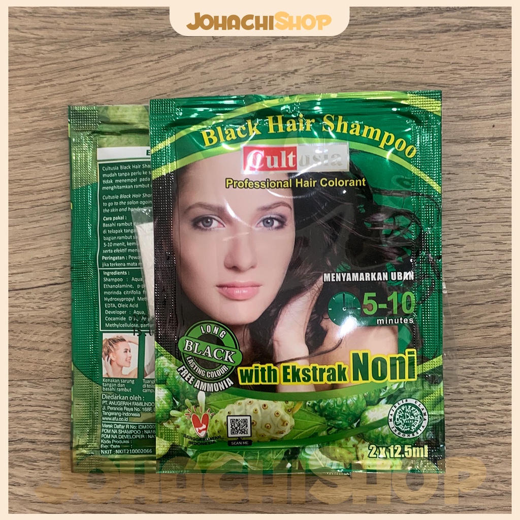 Cultusia Hair Color Shampo Black uban sachet 25 ML ekstrak Noni