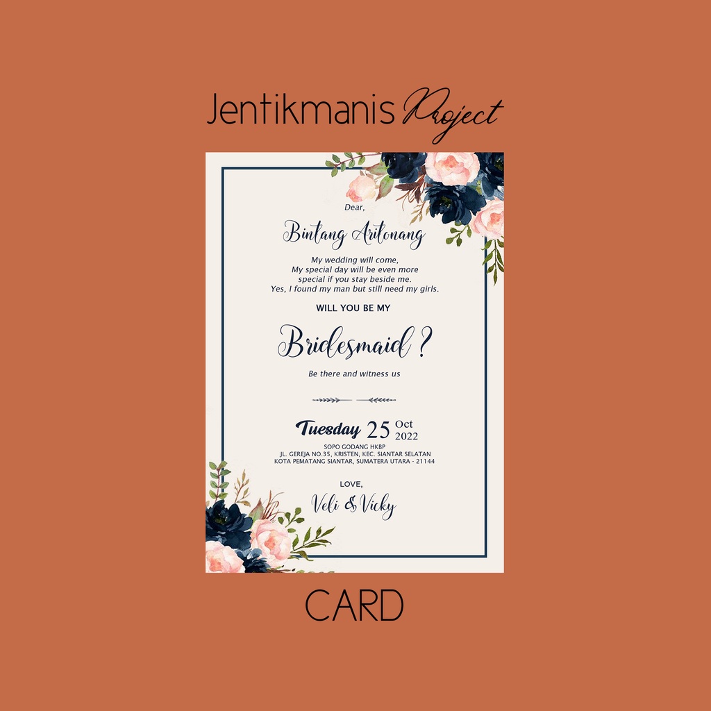 

[TANPA MIN ORDER] BRIDESMAID CARD UKURAN A6