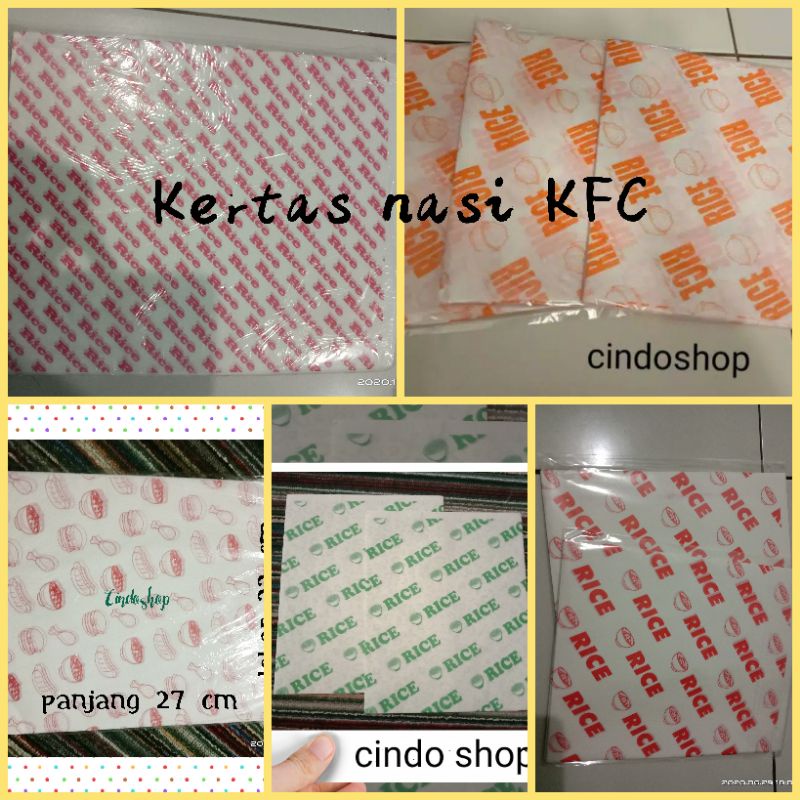Kertas nasi berlogo ukuran 22 x 27cm KFC,paper wrap