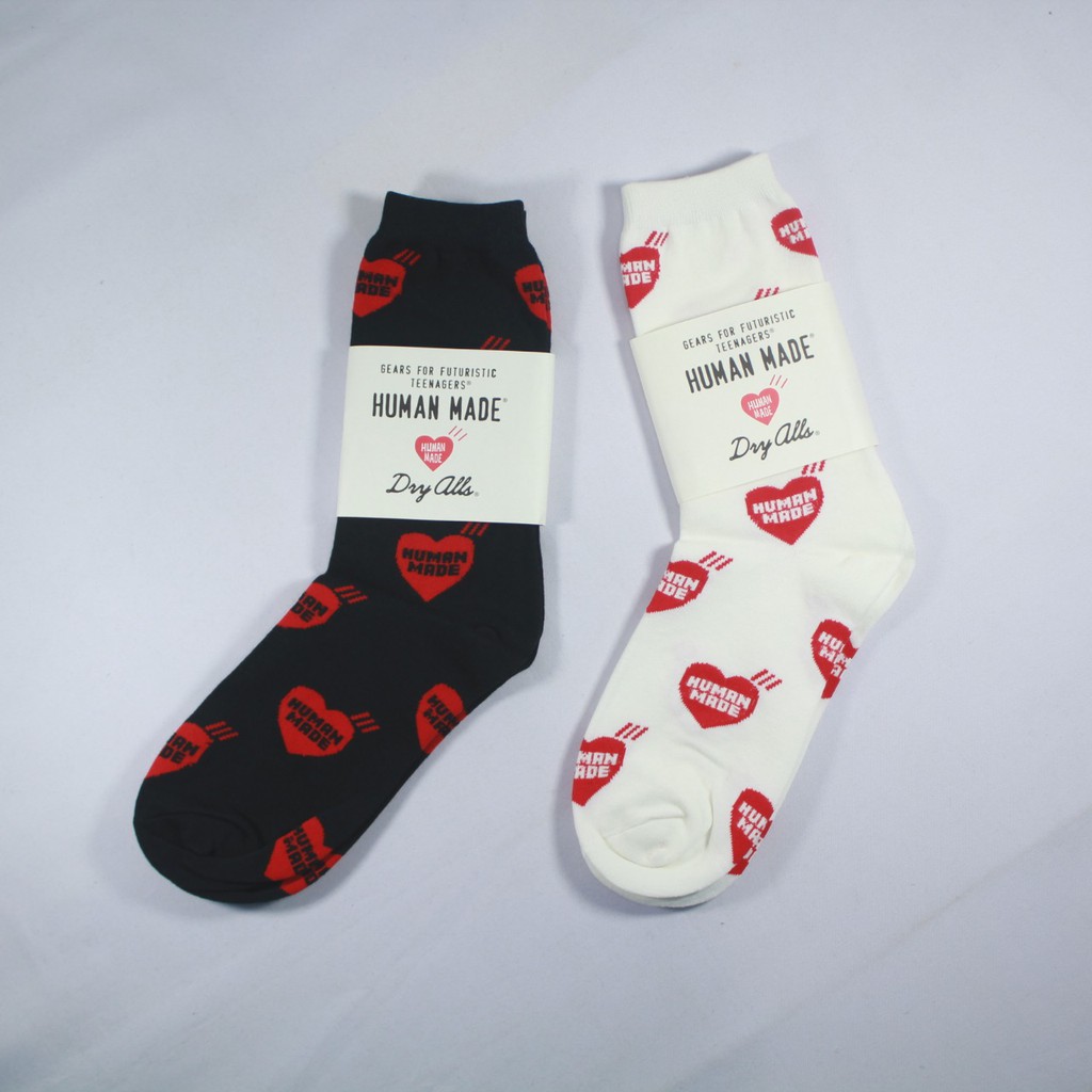 KAOS KAKI HUMAN MADE ORIGINAL 2 COLOUR BLACK AND WHITE