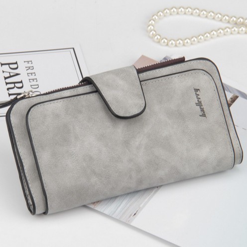 DW07 Dompet Wanita Kulit Sintetis Import Branded Wallet Kado Ultah Pacar-Abu-abu