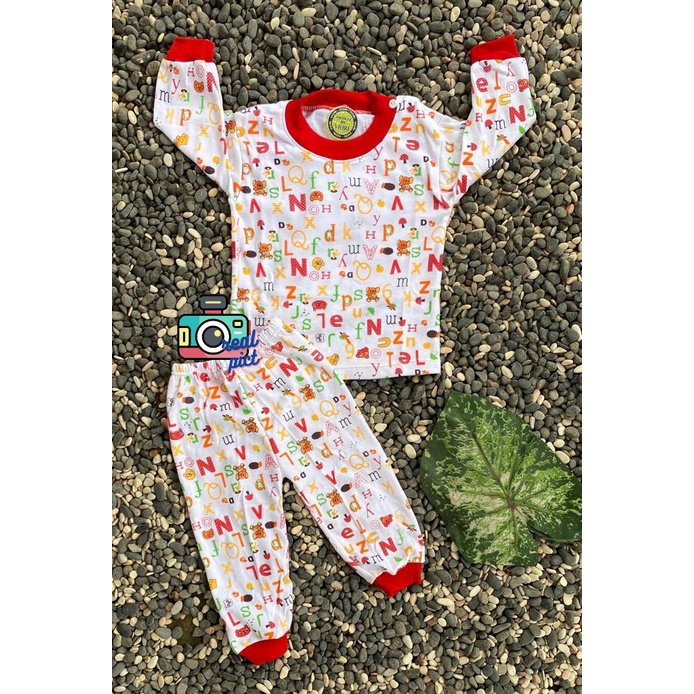 baju bayi setelan dasar putih cotton double abjad 2-18 bulan (PP 048)