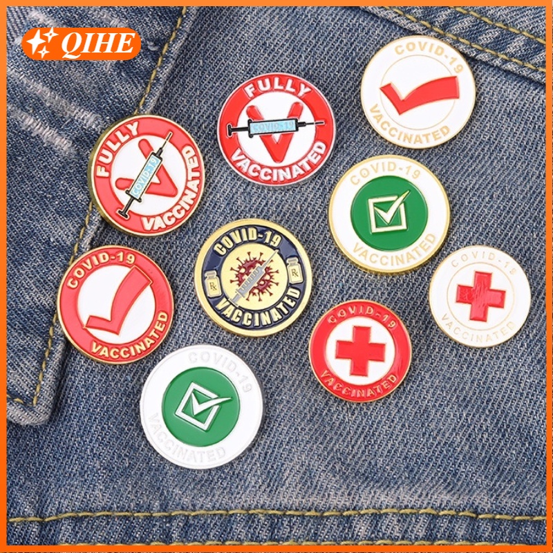 Creative Vaccinated Enamel Brooch Pin Badges Anniversary Brooch Lapel Pins Cartoon Jewelry Alloy Brooch