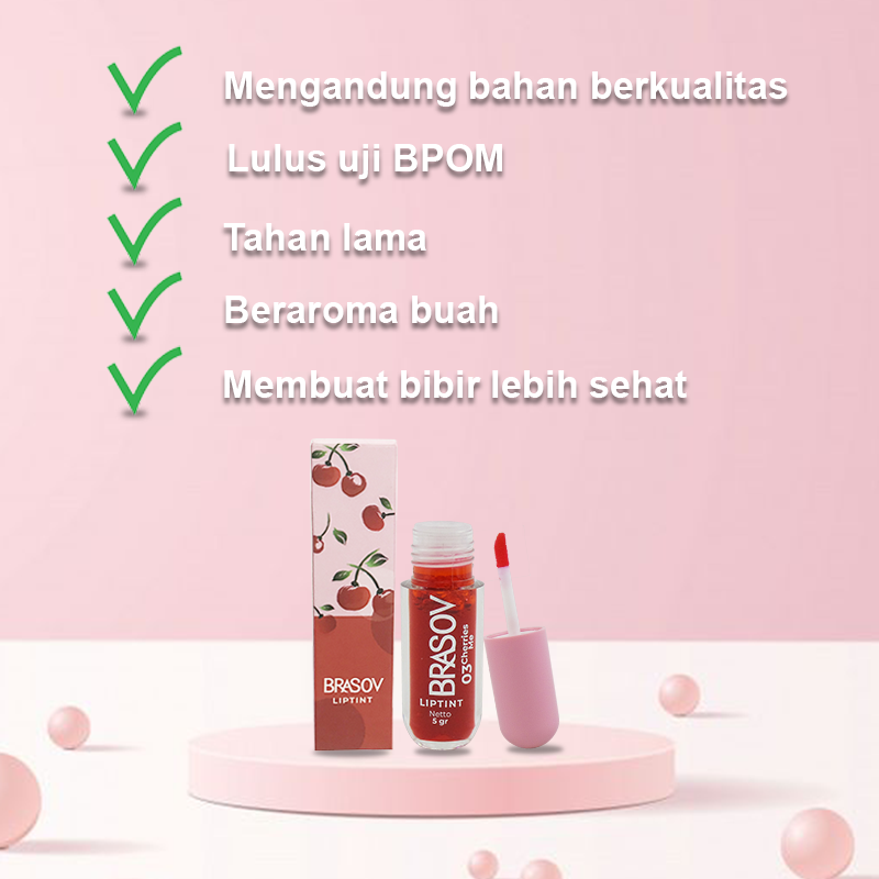 BRASOV Liptint / Pewarna Bibir 5 Gram Cherries Me Pigmented