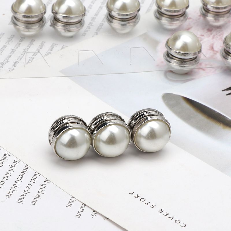 SIY  12 Pairs  Muslim Magnetic Hemisphere White Faux Pearl Hijab Pins Abaya Clasp Brooch Fashion Shawl Scarf Pins Jewelry