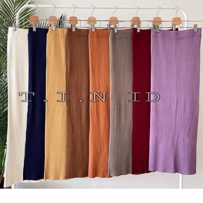 ➮ Rok rajut span premium Import Long pensil rib knit skirt ♛