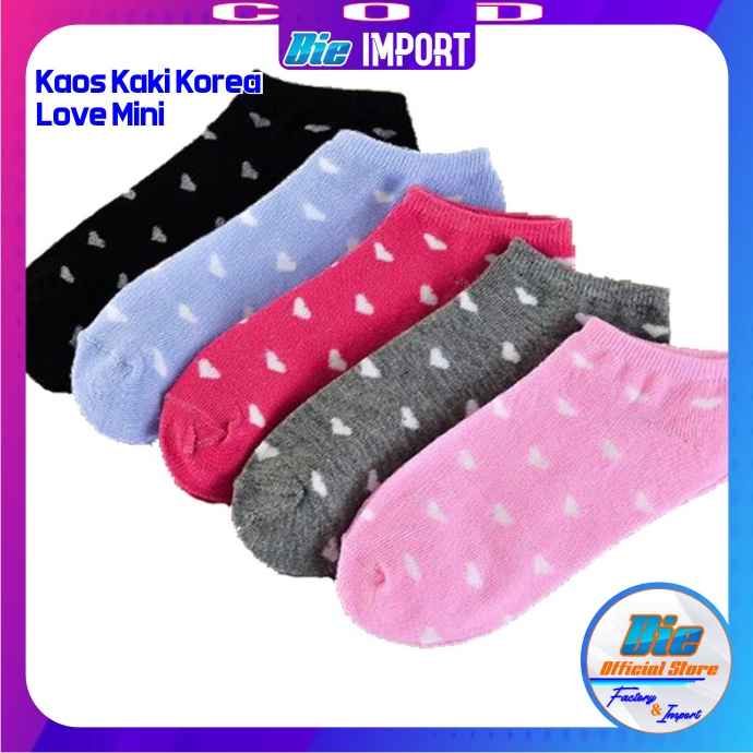 Kaos Kaki Korea Wanita Motif Love Impor Best Seller