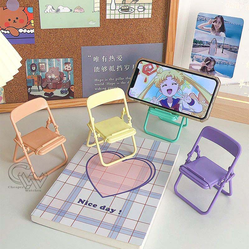 Cheaper-Holder HP Model Kursi Bisa Di Lipat Folding Chair Stand Holder Macaroon Dudukan HP