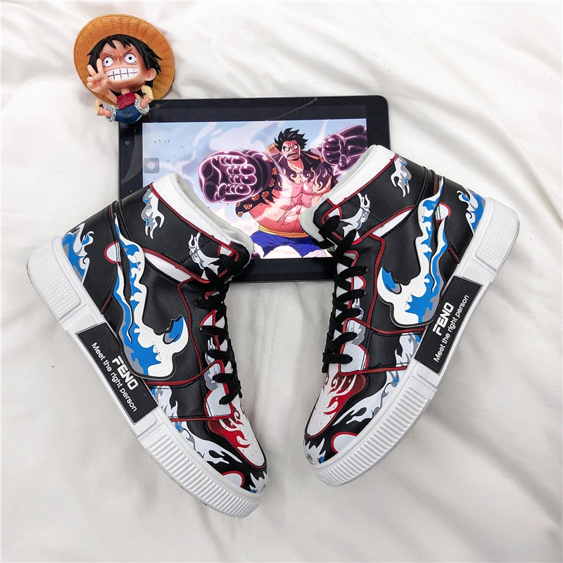 Import Anime One Piece Monkey D Luffy Kets Sport Keren Sepatu Pria Running Sneaker Tinggi Kekinian Cosplay Murah 197