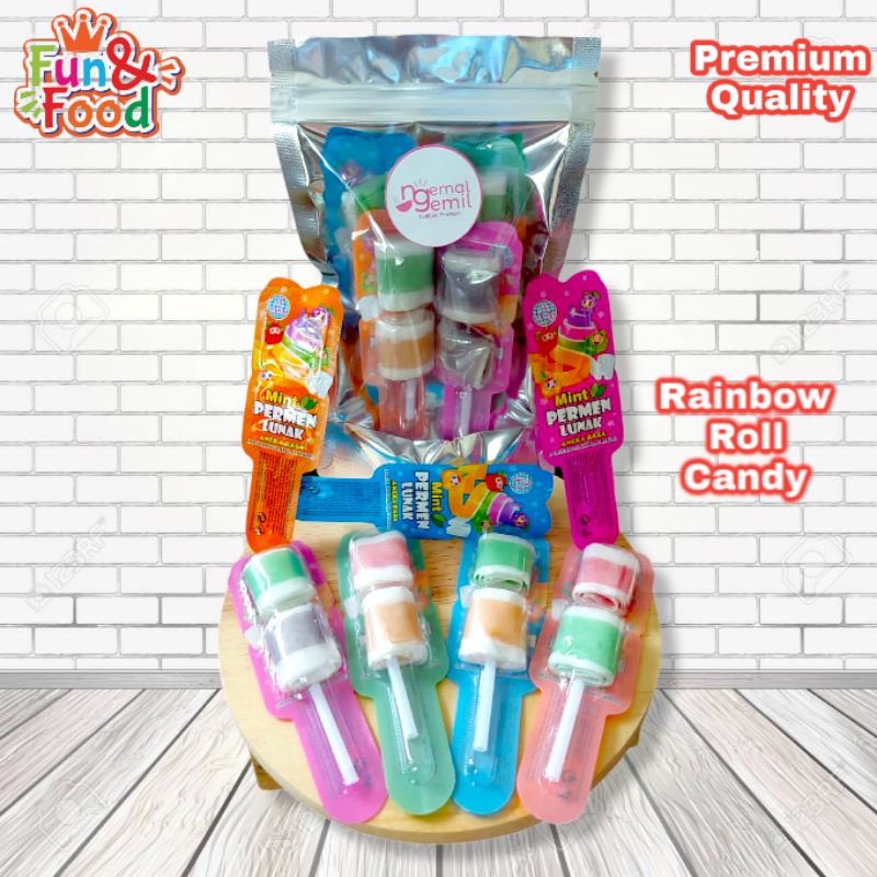 

Rainbow Roll Candy 2in1 Permen Lunak Roll Pelangi Warna Warni Kualitas Premium